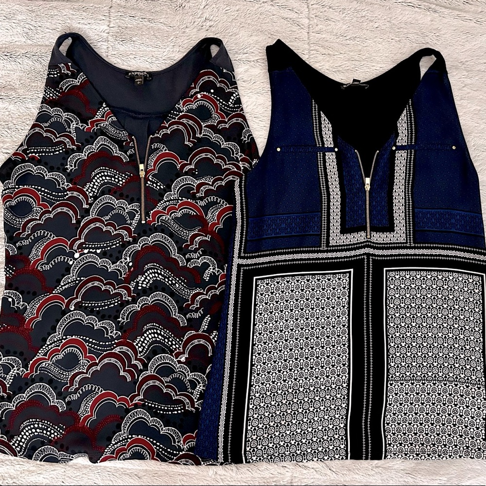 Set of Two Express Portofino Sleeveless Zip Tops